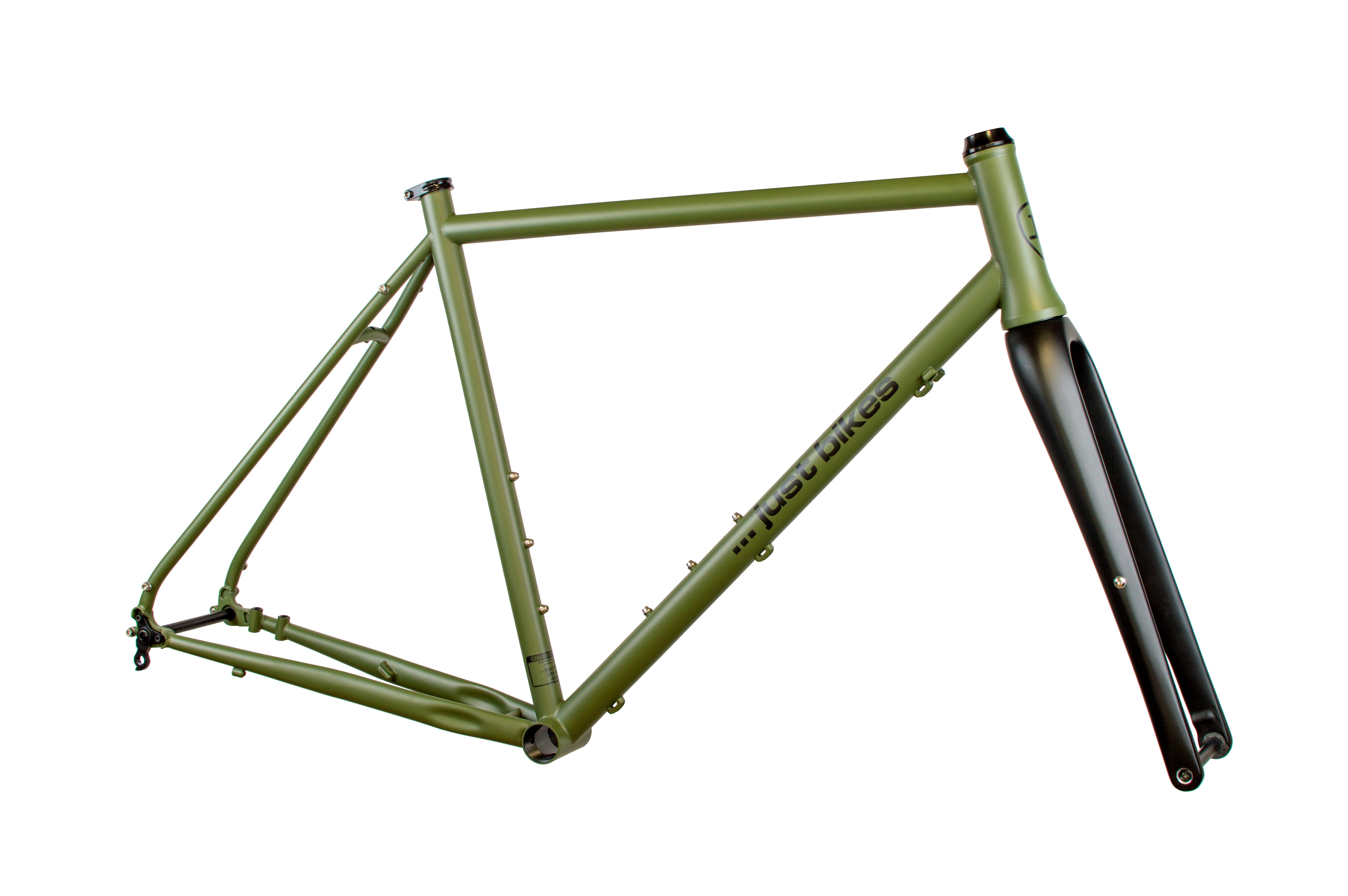 Just Bikes JB04 Gravel Steel Frameset Carbon or Steel Fork 12 Axles Flat Mount Olive Green