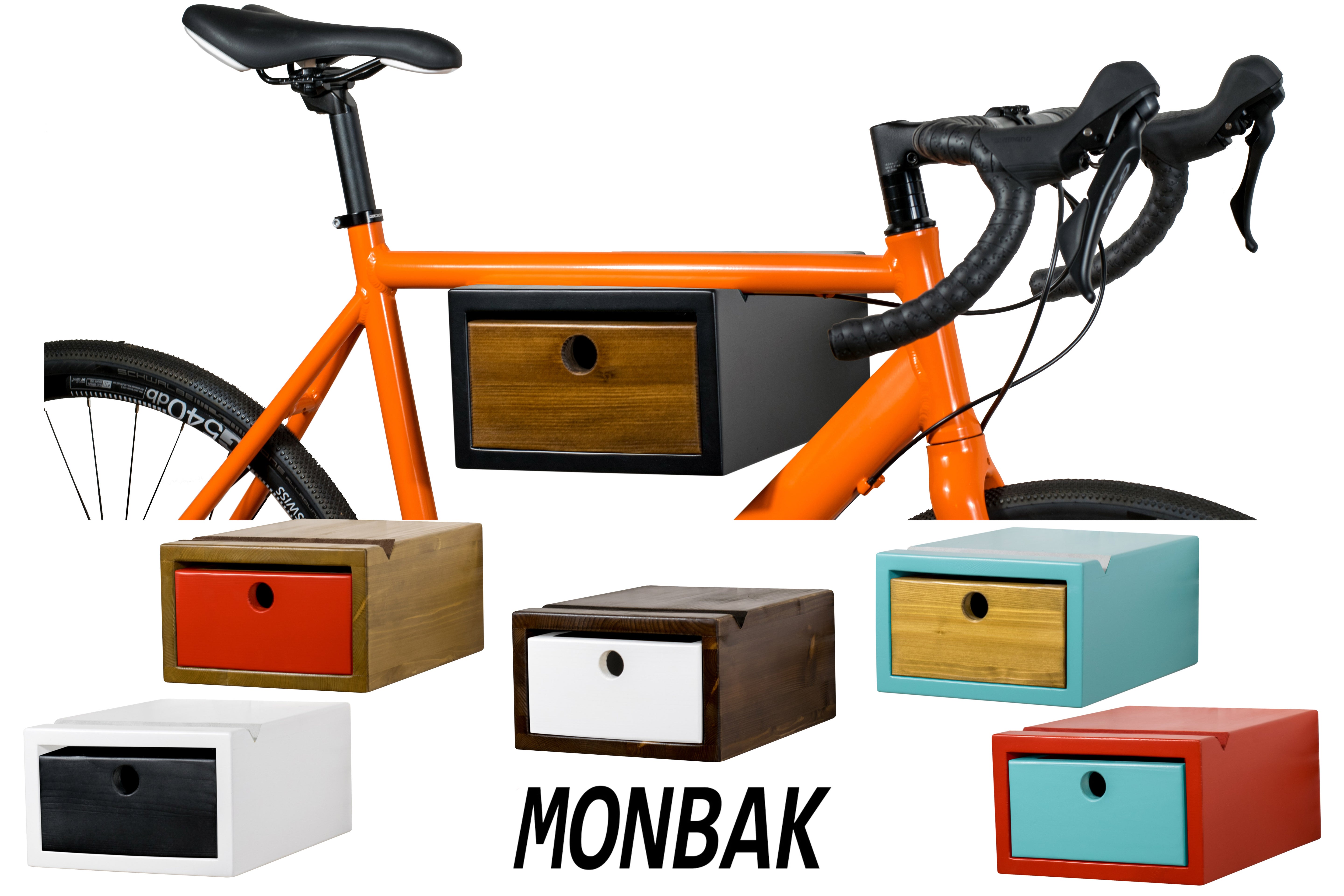 MONBAK wall mount solid wood bicycle holder drawer MB03