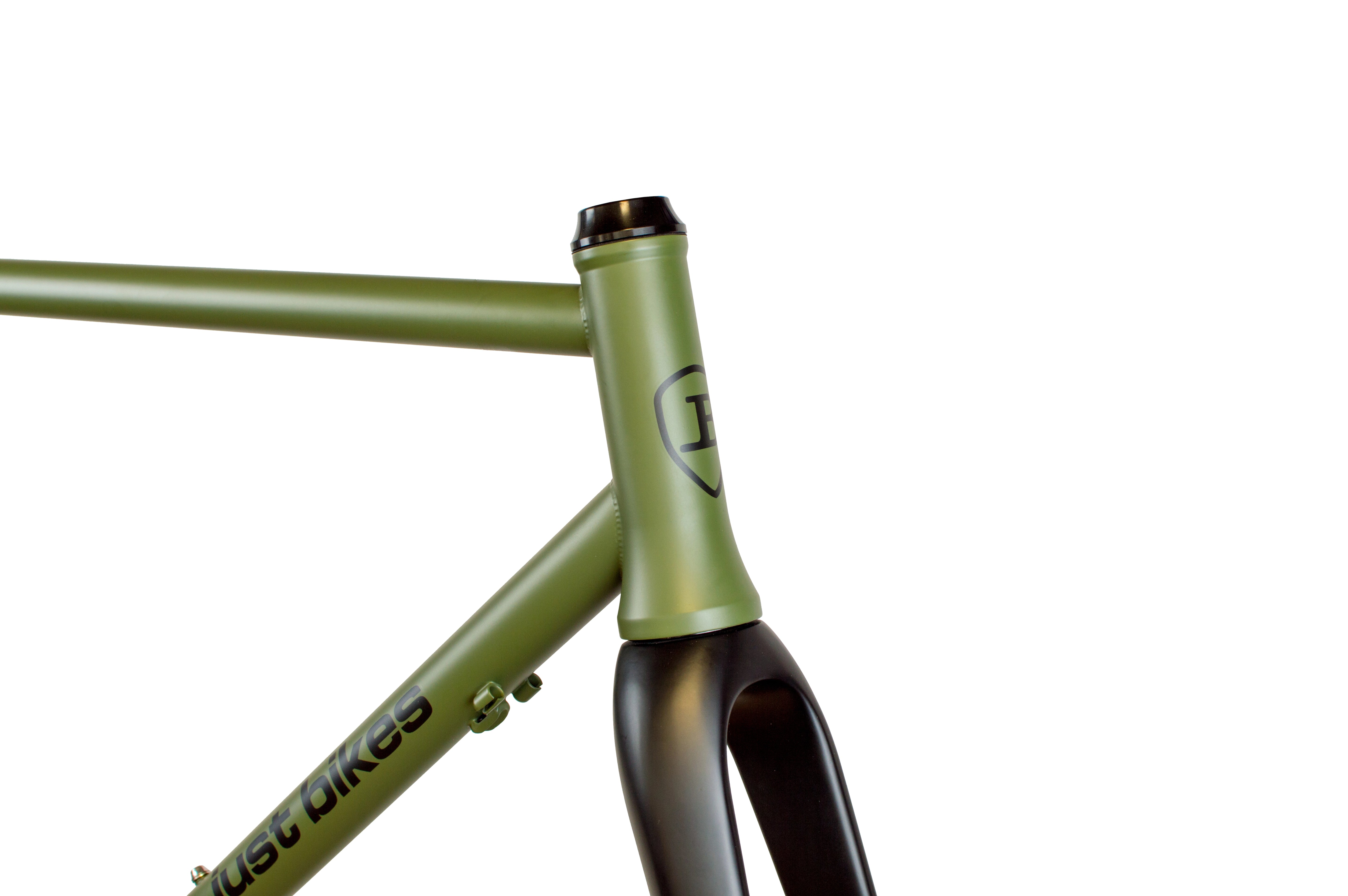 Just Bikes JB04 Gravel Steel Frameset Carbon or Steel Fork 12 Axles Flat Mount Olive Green