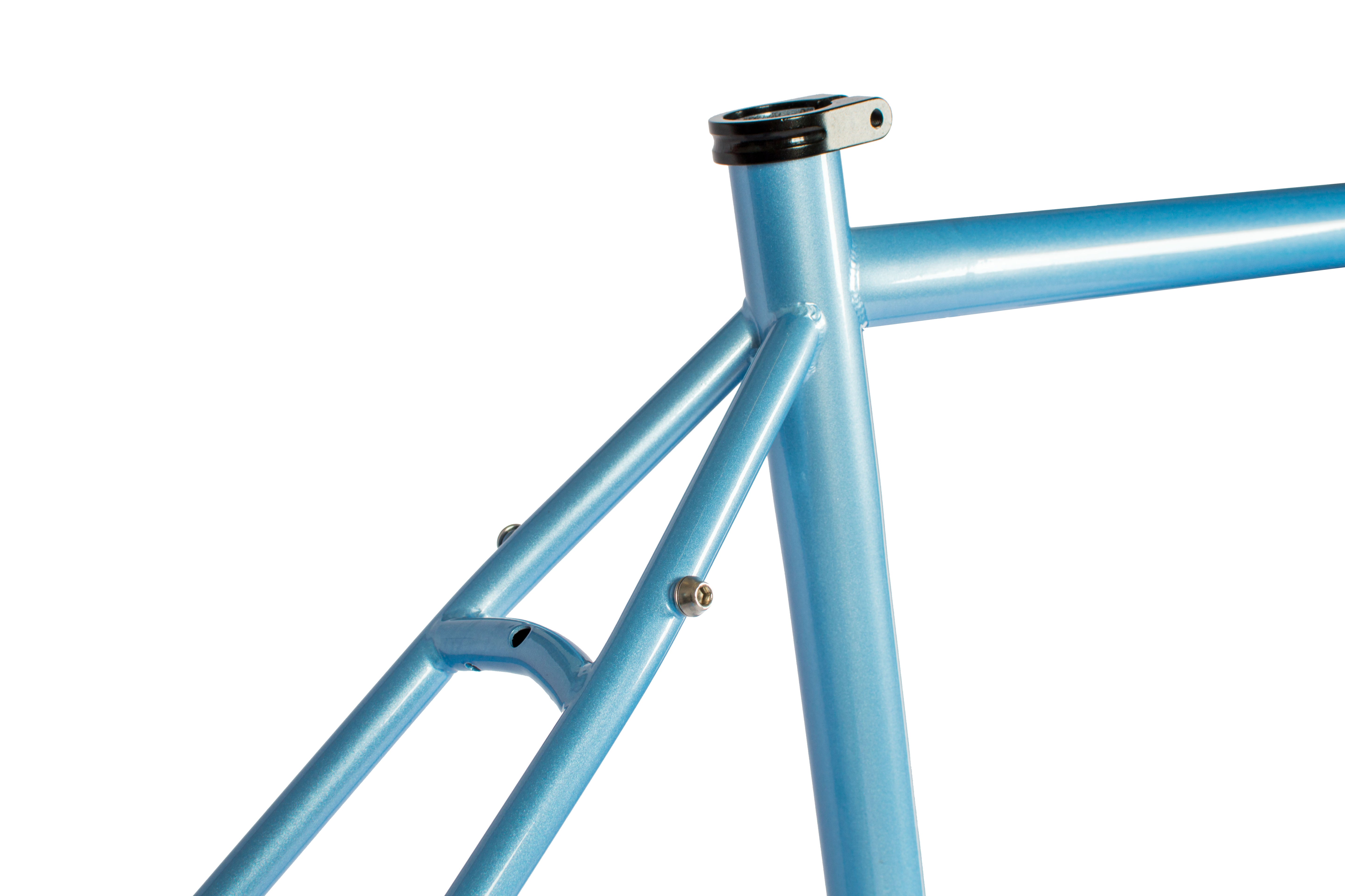 Just Bikes JB06 Gravel Stahl Rahmenset Stahl Gabel 12 Achsen Flat Mount CrMo Sky Blue Shiny