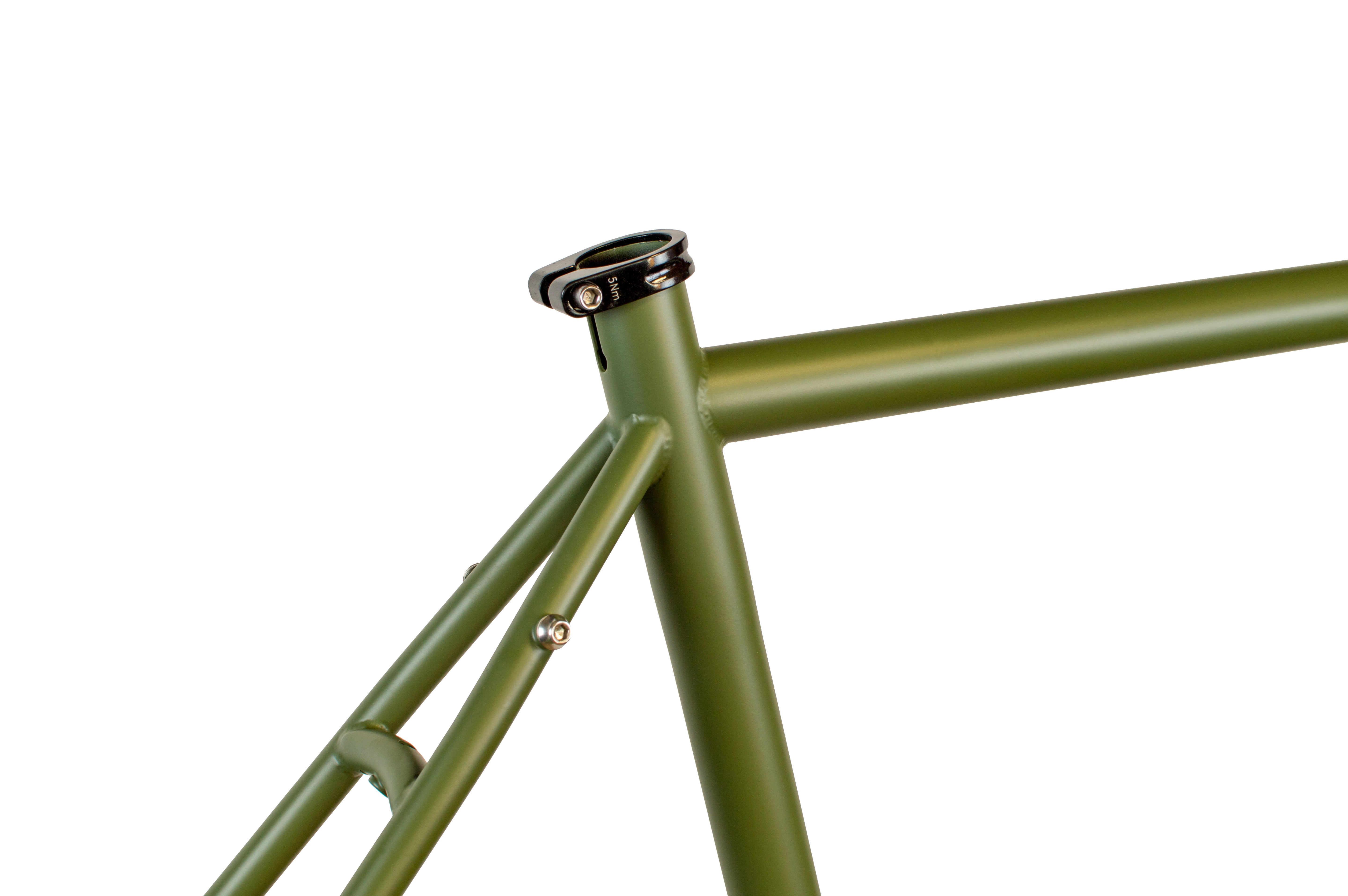 Just Bikes JB04 Gravel Steel Frameset Carbon or Steel Fork 12 Axles Flat Mount Olive Green