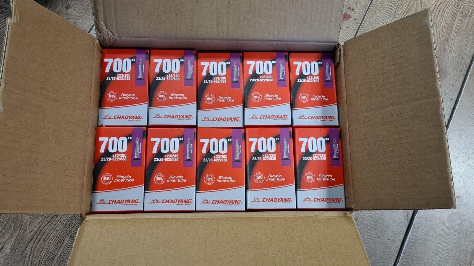 50 Stk. CHAOYANG Fahrrad Schlauch Rennrad Werkstattverpackung 23/28-622/630 SV