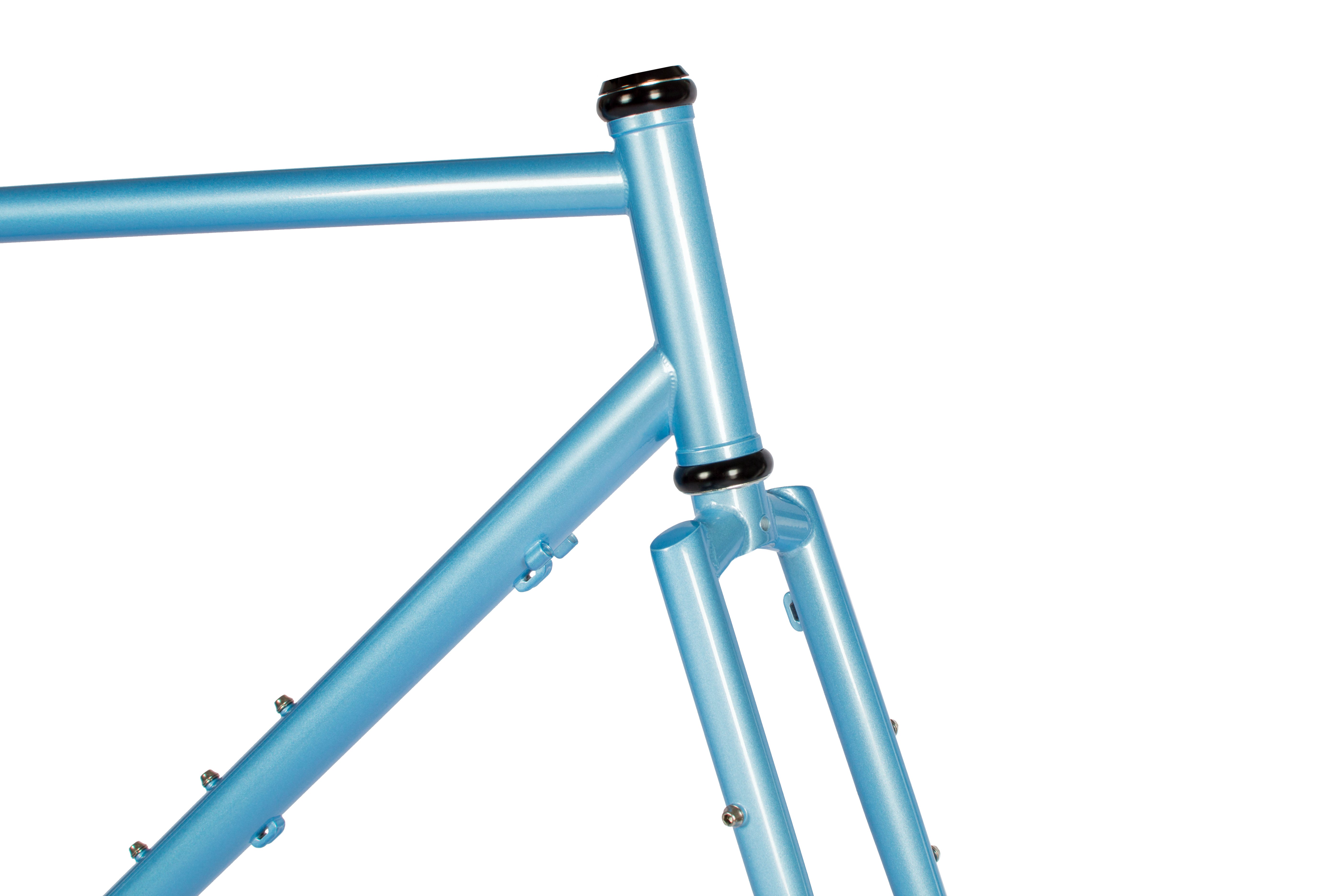 Just Bikes JB06 Gravel Stahl Rahmenset Stahl Gabel 12 Achsen Flat Mount CrMo Sky Blue Shiny