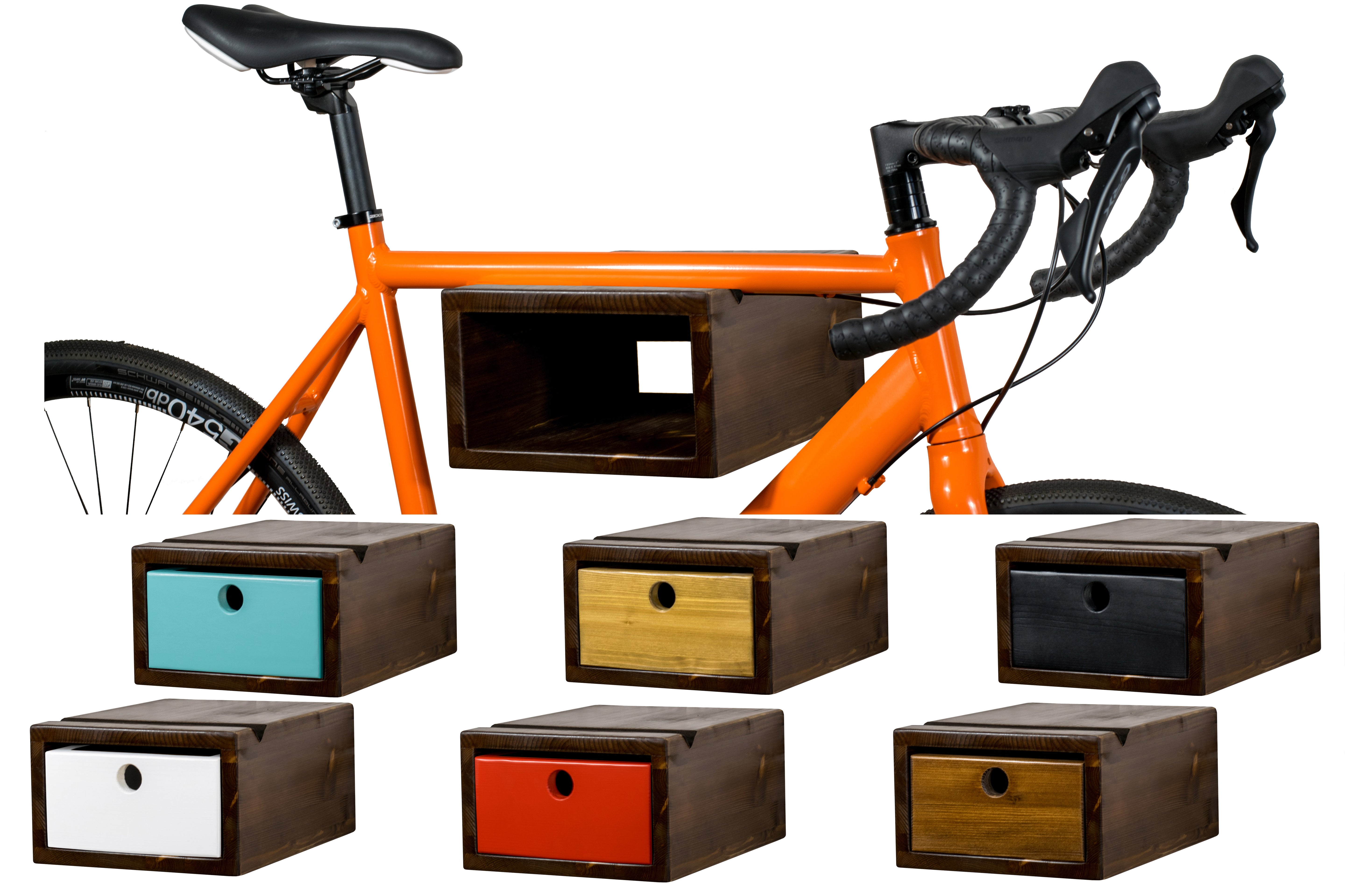 MONBAK wall mount solid wood bicycle holder drawer MB03
