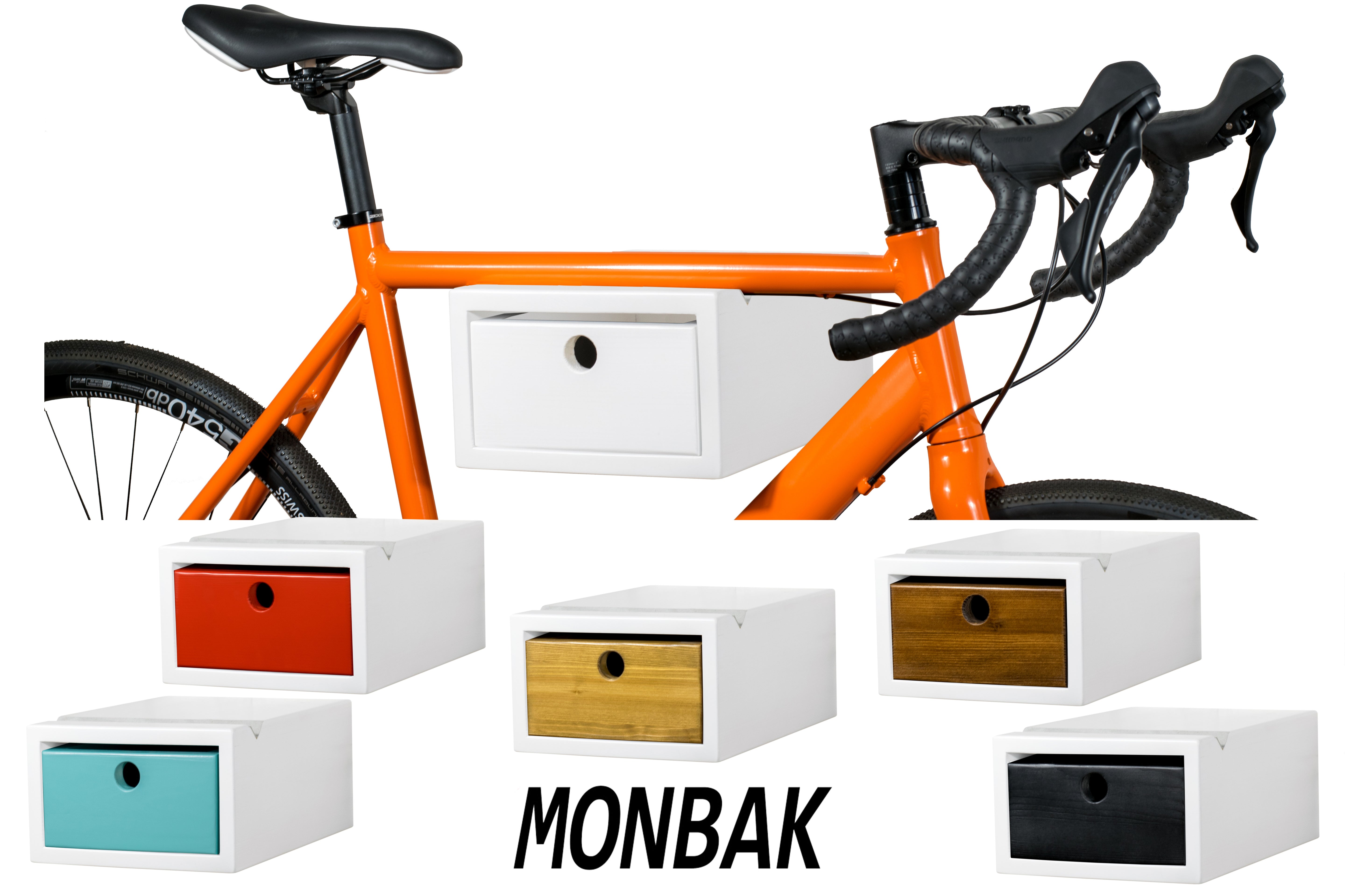 MONBAK wall mount solid wood bicycle holder drawer MB03