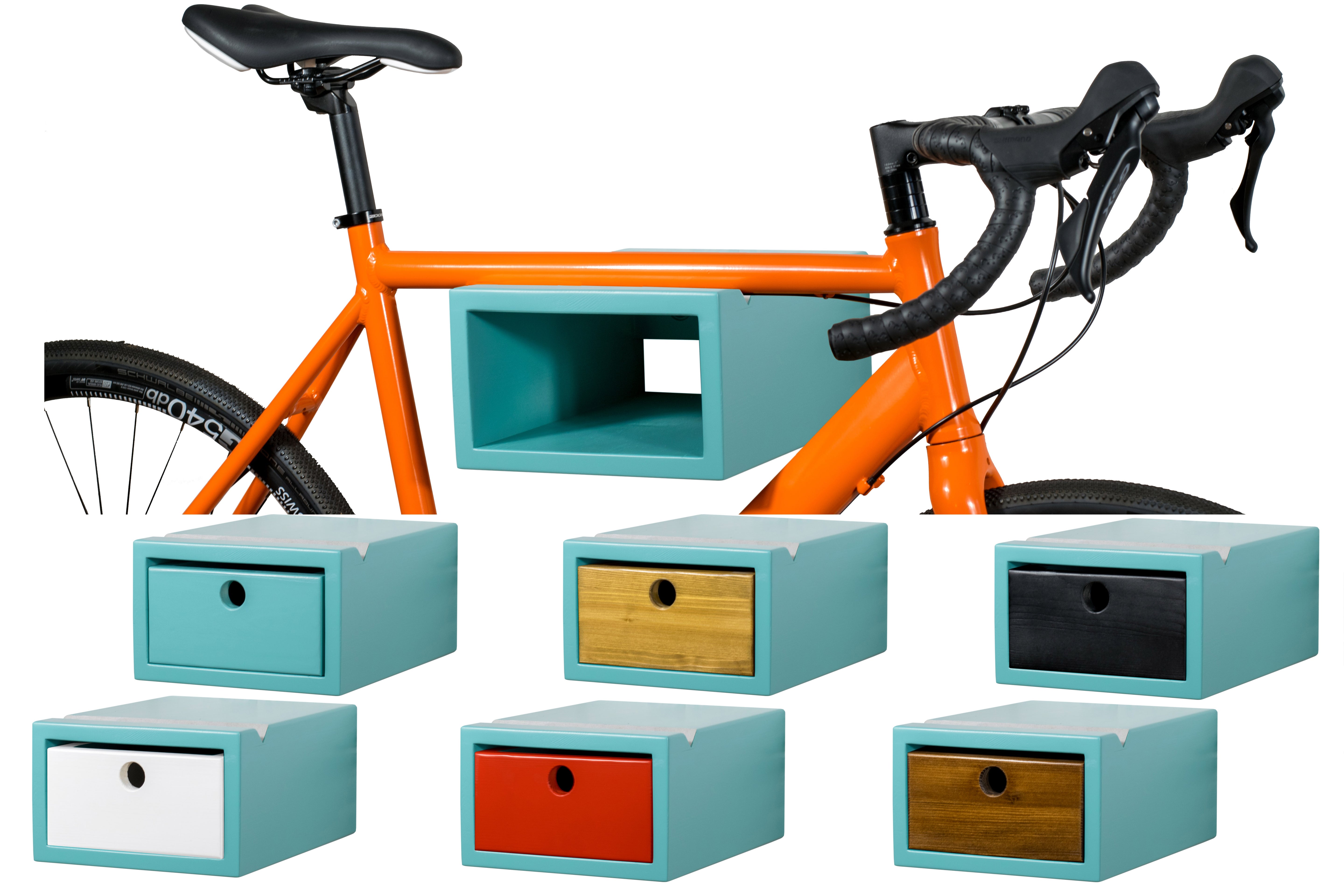 MONBAK wall mount solid wood bicycle holder drawer MB03