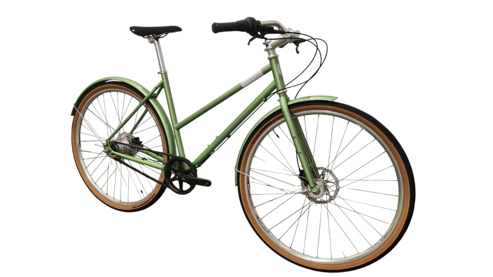 Mariluz Urban- Citybike Riemenantrieb Gates Nexus 7-Gang Scheibenbremse Olive Grün