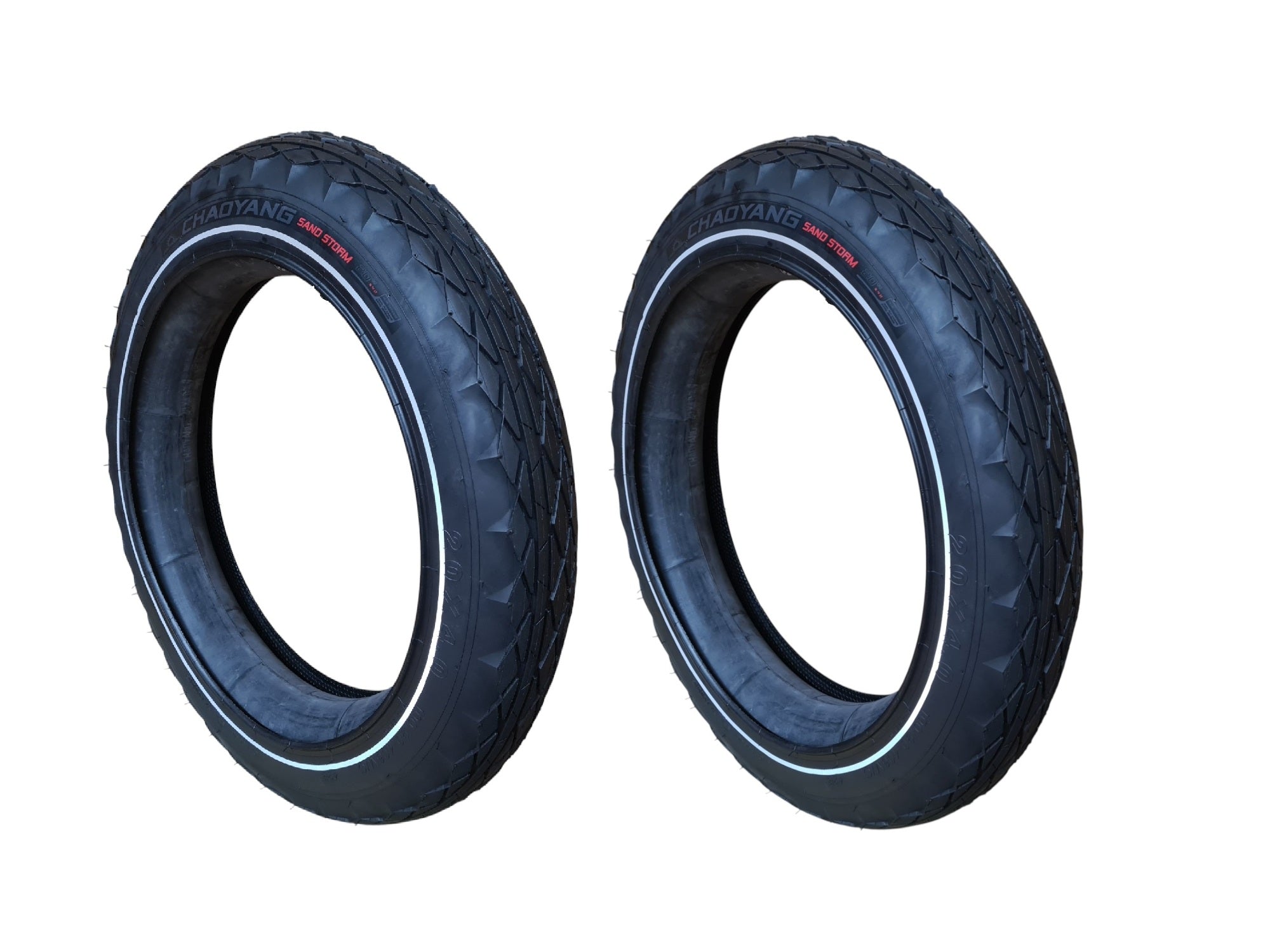 2 Stk Fatbike Reifen Chaoyang Sand Storm 20x4.0 100-406 Fat Bike Drahtreifen Extra Pannenschutz Reflex