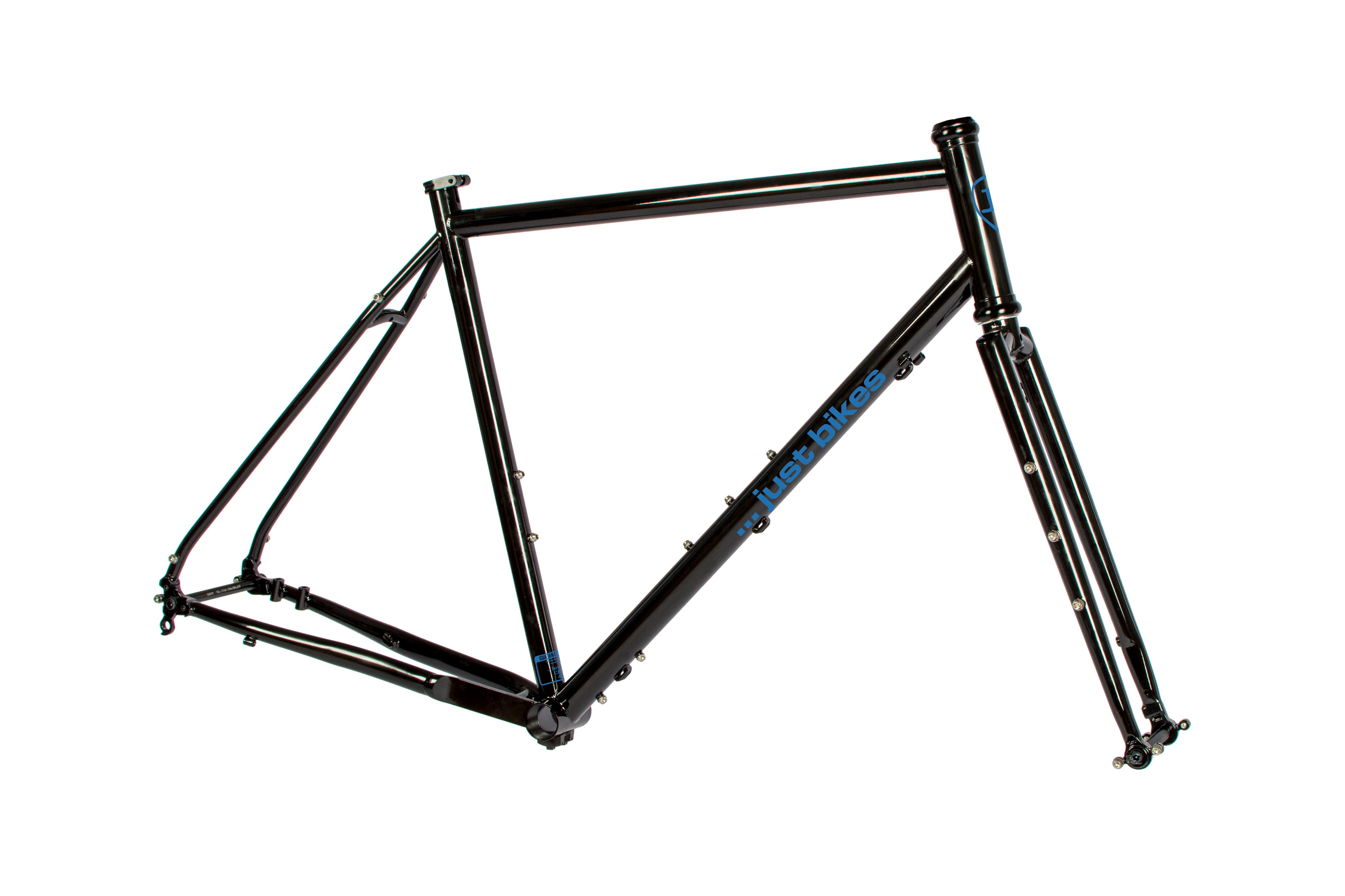 Just Bikes JB06 Gravel Stahl Rahmenset Stahl Gabel 12 Achsen Flat Mount CrMo Schwarz Glossy ohne Aufkleber