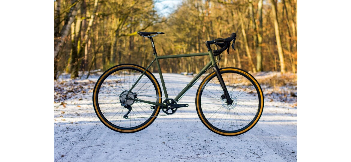 Just Bikes JB04 Gravel Steel Frameset Carbon or Steel Fork 12 Axles Flat Mount Olive Green