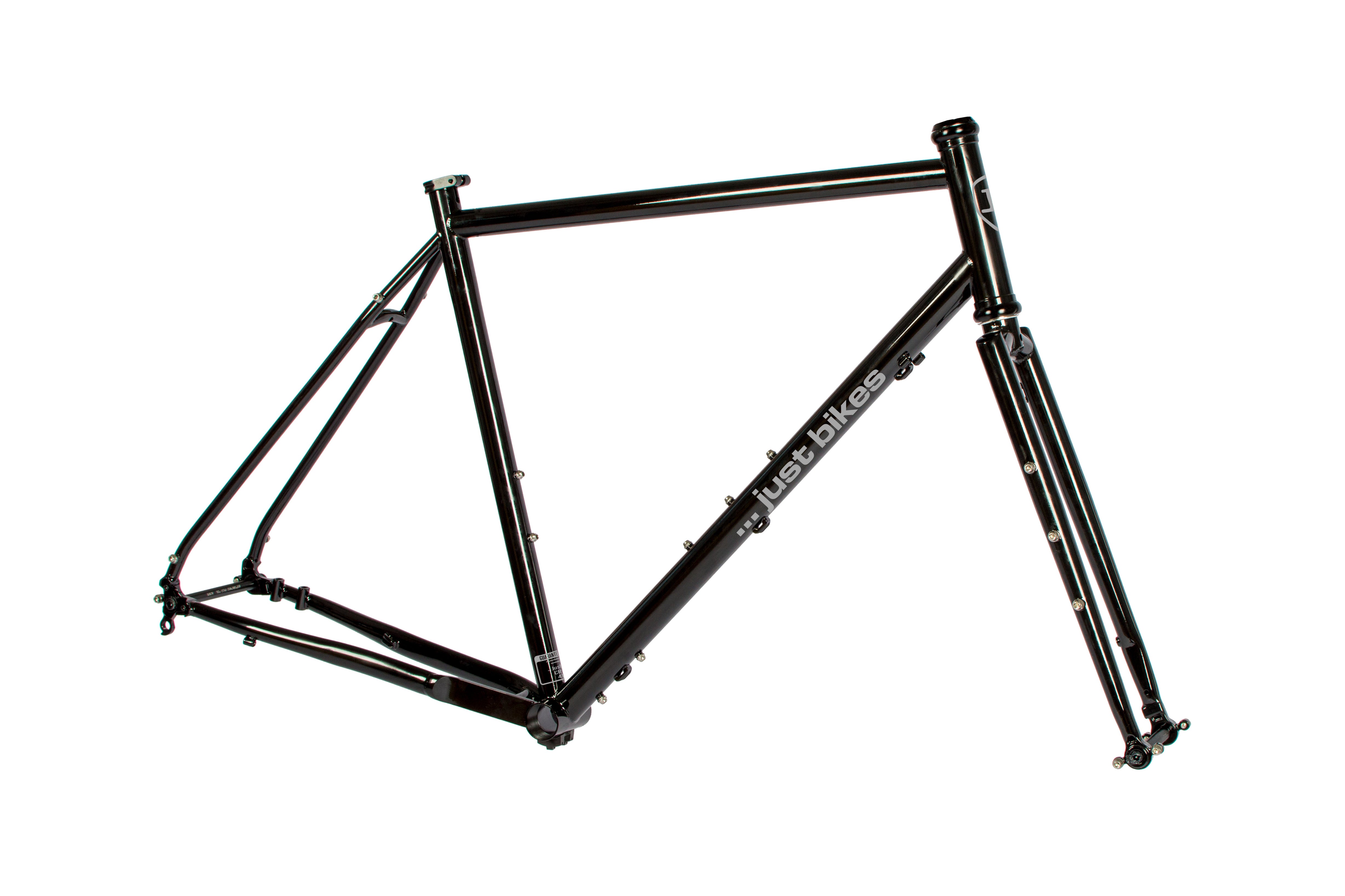 Just Bikes JB06 Gravel Stahl Rahmenset Stahl Gabel 12 Achsen Flat Mount CrMo Schwarz Glossy ohne Aufkleber