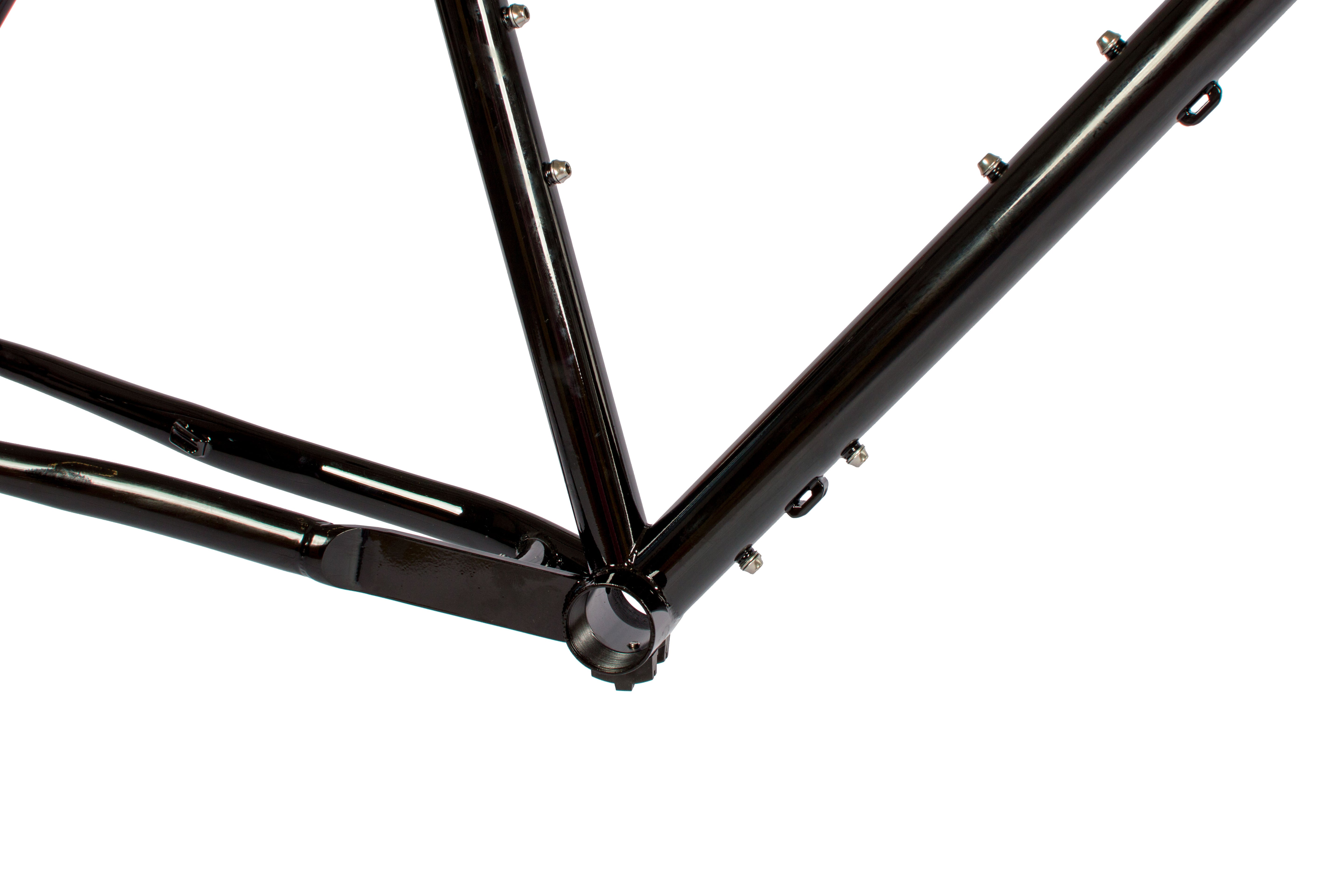 Just Bikes JB06 Gravel Stahl Rahmenset Stahl Gabel 12 Achsen Flat Mount CrMo Schwarz Glossy ohne Aufkleber