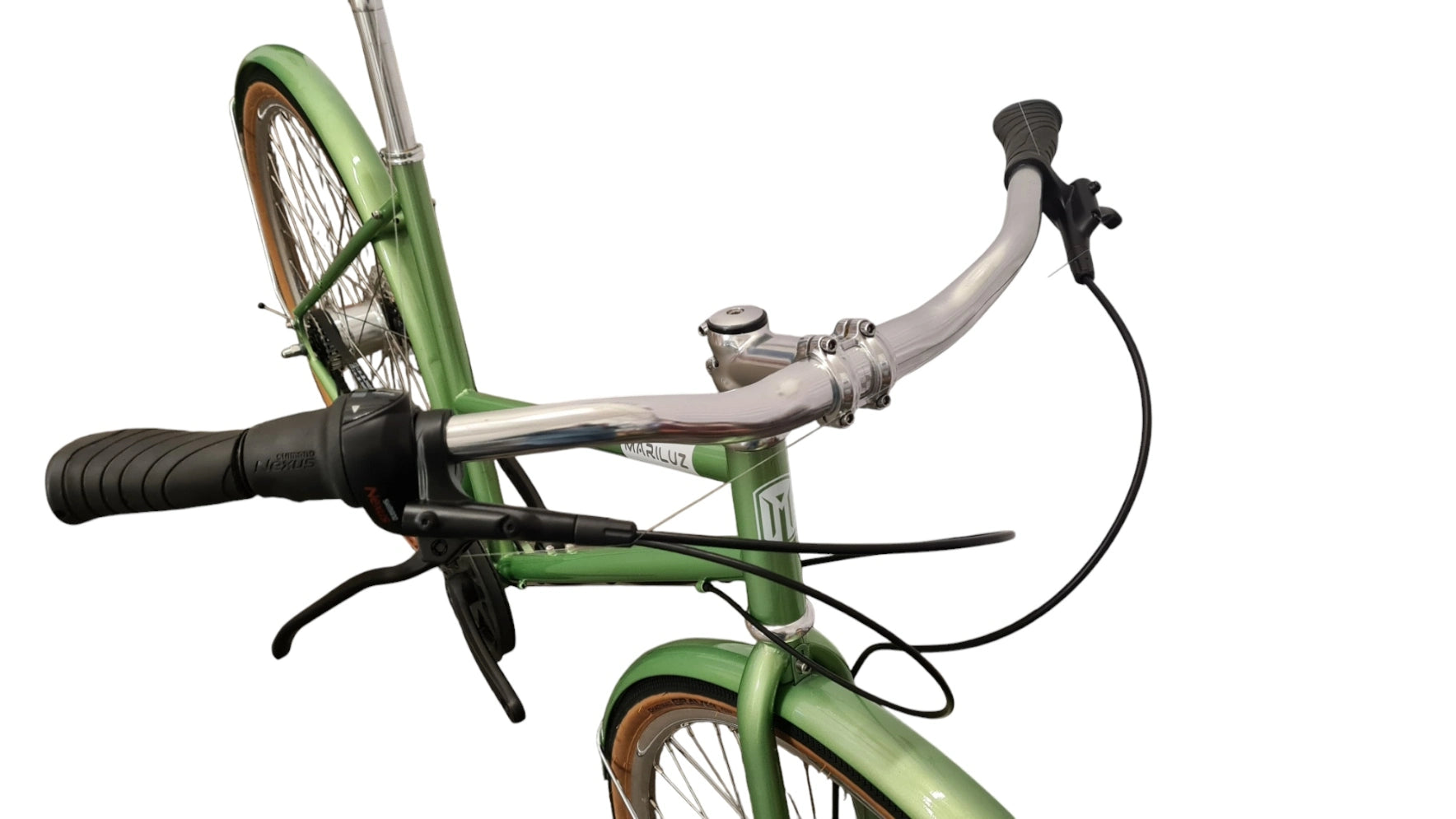 Marilutz Urban- Citybike Riemenantrieb Gates Nexus 7-Gang Scheibenbremse Olive Grün