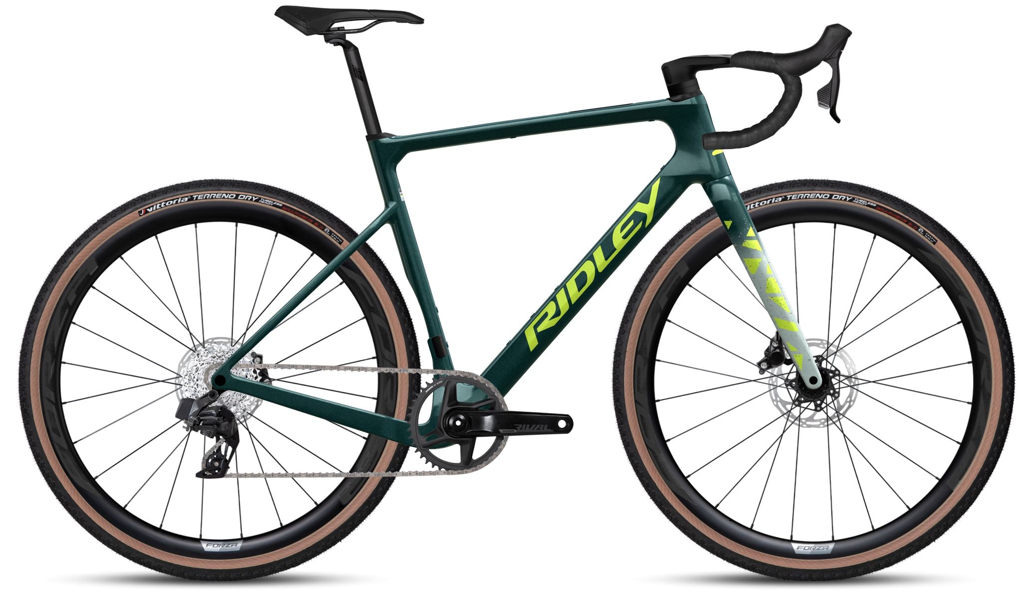 Ridley ASTRA Gravel Bike Sram Rival XPLR AXS 1x13 DT Swiss G1800 Storm Green Metallic / Lime Green